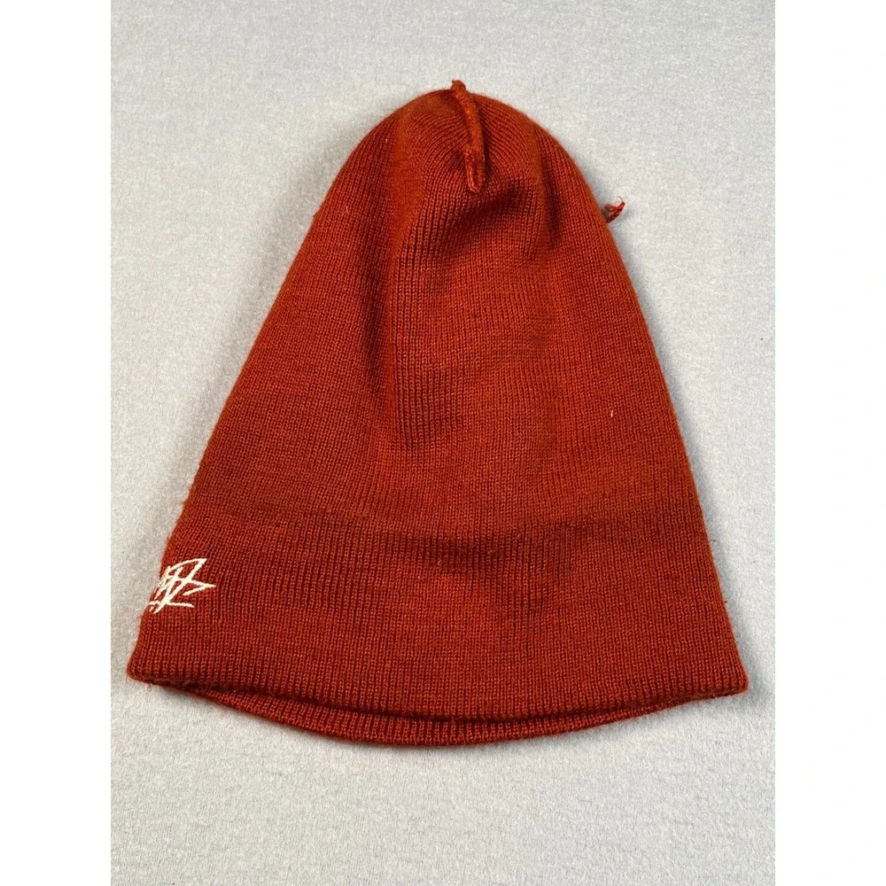 Stussy Beanie Red Knit Logo Embroidered Made in USA‎ Winter Hat